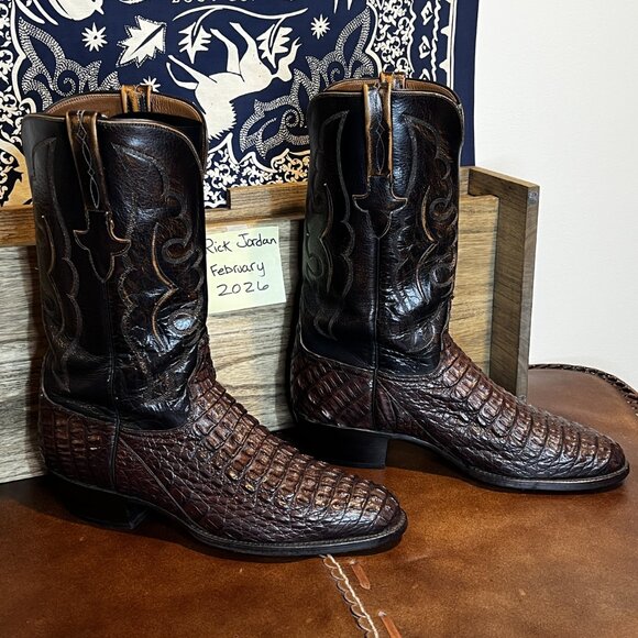 Vintage Lucchese Handmade Sienna-Brown Ultra Hornback Cowboy Boots in Men\'s 11D main image 9